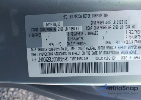 2013 Mazda Mazda5 Sport from USA, damaged, VIN JM1CW2BLXD0155420